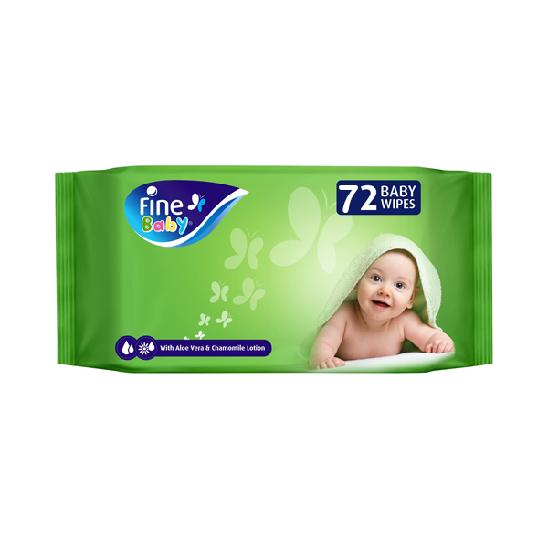 Fine Baby Wet Wipes, With Aloe Vera & Chamomile Lotion, 72 Wipes